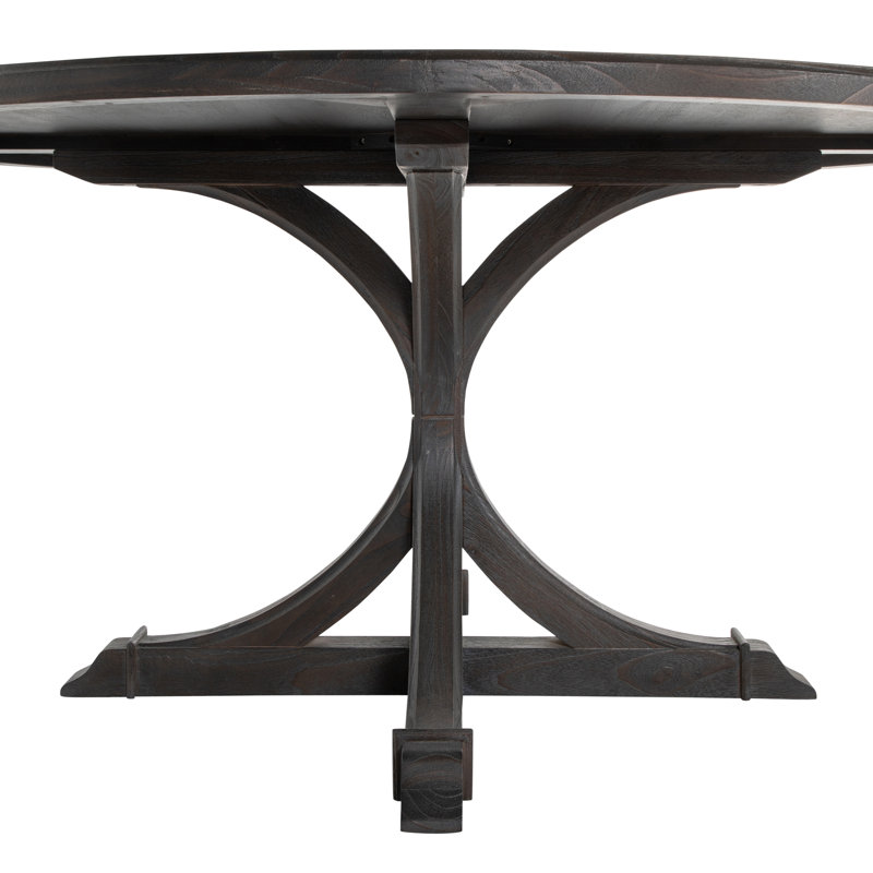 Adams 60" Pedestal Dining Table, Cerused Forest Black