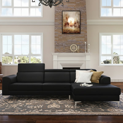 Ladonnia Genuine Leather Sectional, Leather Sofa with Chaise - Modern Classic Style by Orren Ellis