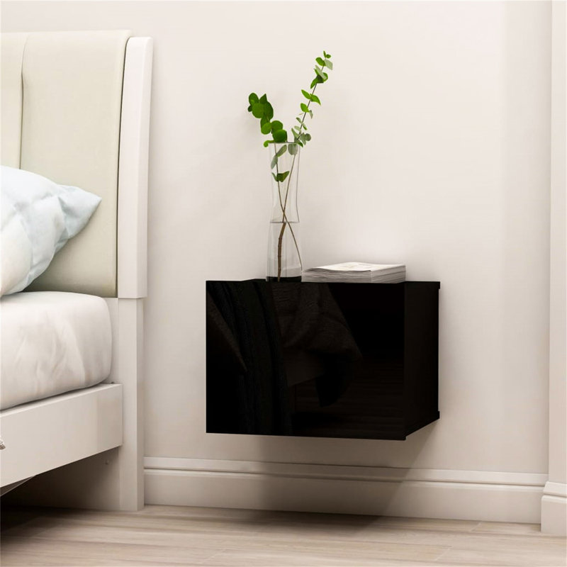 Miroir 40cm W Manufactured Wood Bedside Table, Black