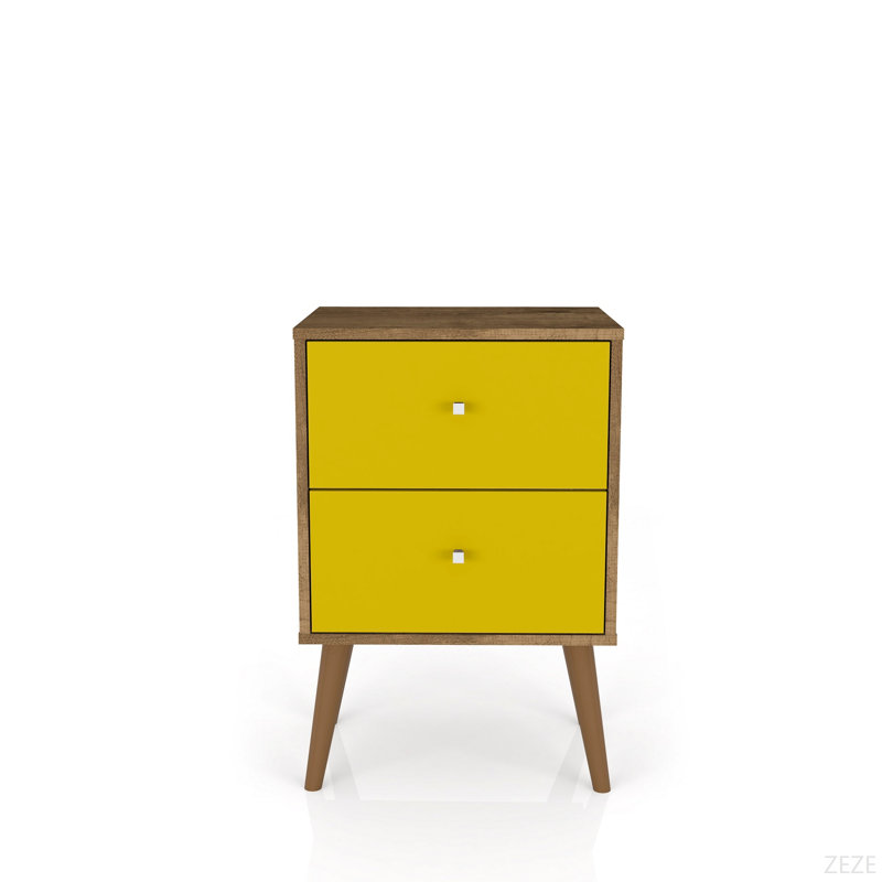 Table de chevet rustique, Brun/jaune
