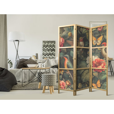 171cm H Solid Wood Folding Room Divider