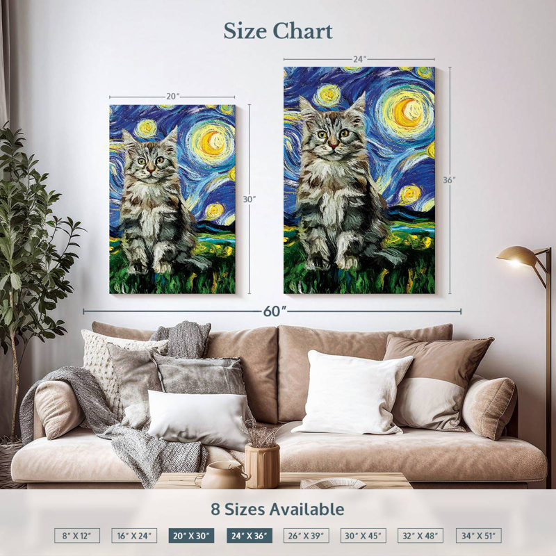 Brampt MaineCoon Kitten Starry Night, 36" H x 24" W
