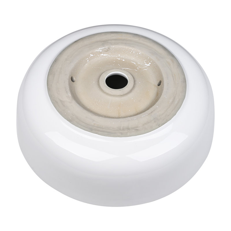 Aquaterior Porcelain Bathroom Vessel Vanity Sink 16" Round with Pop up Drain Above Counter Wash Basin Bowl Hotel RV Minimalist Modern