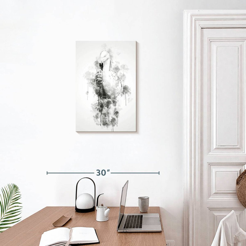 Brampt flamant noir et blanc, H 24 po x l 16 po