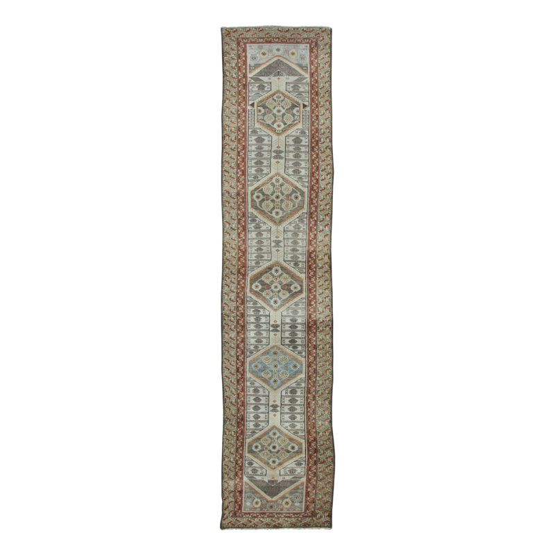 Antique One-of-a-Kind 3' X 15'6" Hand Knotted Area Rug
