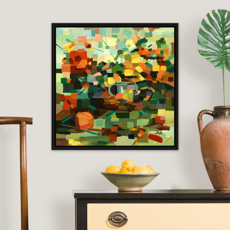 "Abstract bouquet" par Brooke Borcherding, reproduction d’art sur toile, H 26 po x l 26 po x 1,75 po, Cadre flottant noir