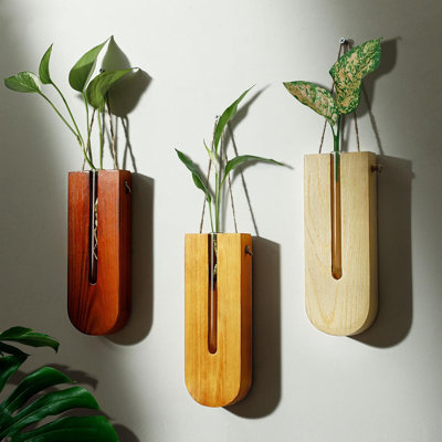 Ensemble de 3 pots à fleurs suspendus en bois
