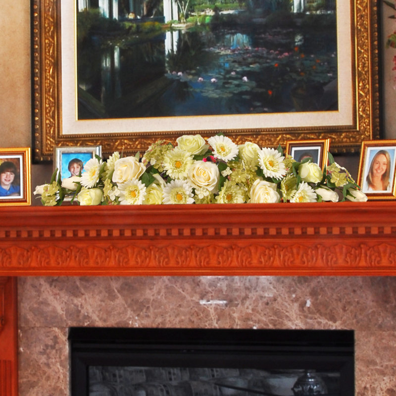 33" Spring Flowers Swag, Ivory