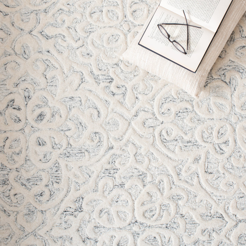 Durnan Hand Tufted Wool And Cotton With Latex Floral Rug, Rectangle 8' x 10'