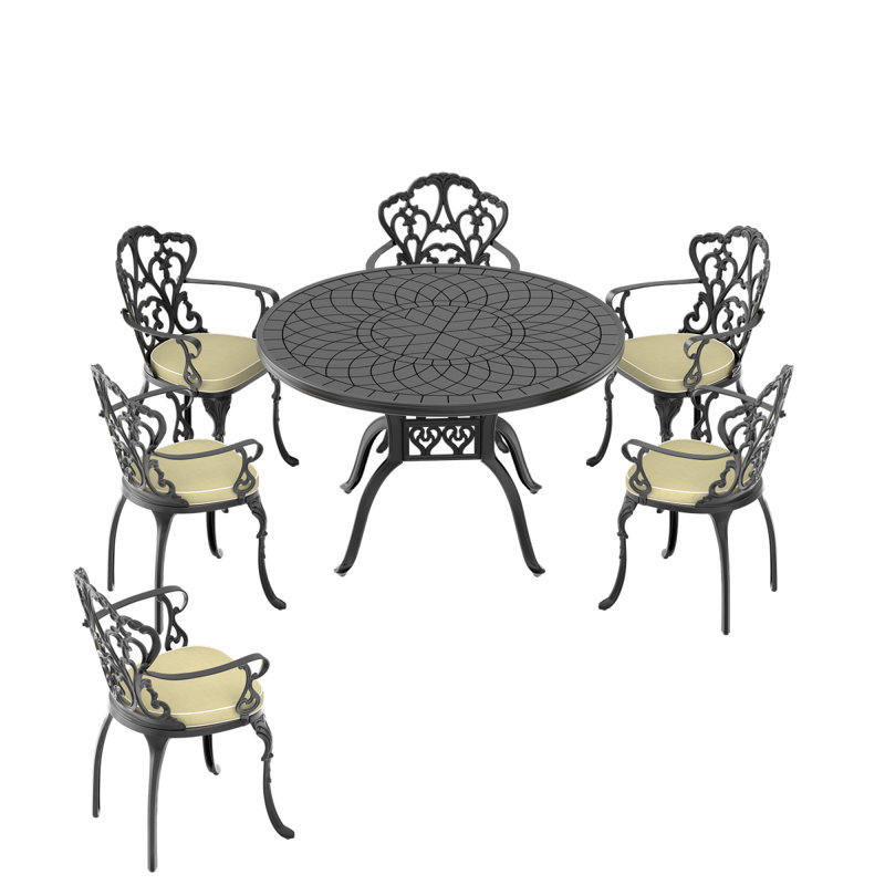 Ensemble de meubles de salle à manger Allweather, 7 pièces : table, 6 chaises