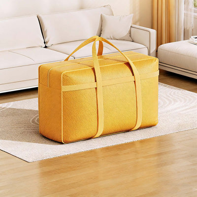  Grands sacs de transport ou sac de rangement pour vêtements, bacs de rangement robustes avec poignées et fermetures à glissière robustes pour le déplacement, articles essentiels pour chambre d'étudiant, jaune
