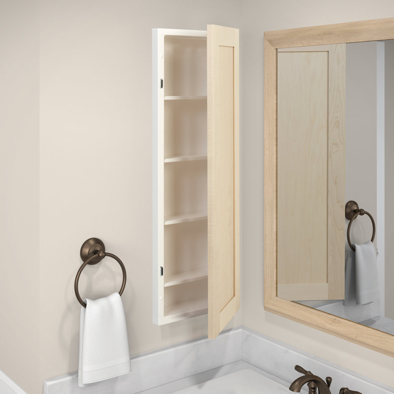 Eben 12'' W x 36'' H x 4.375'' D Recessed Bathroom Cabinet with 4 Adjustable Shelves