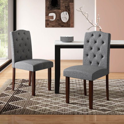 Ensemble de 2 chaises en bois avec pieds en bois d'hévéa et ressorts rembourrés, gris cuisine