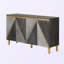 Buffet rétro 60 "avec rangement, 4 portes Buffet rétro avec portes et tablettes à effet dimensionnel