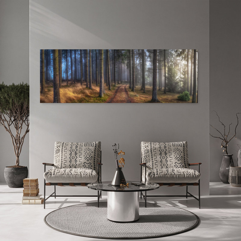 «Misty Forest Path Peaceful Serene Tranquil Autumn Forest», art mural, H 20 po x l 60 po