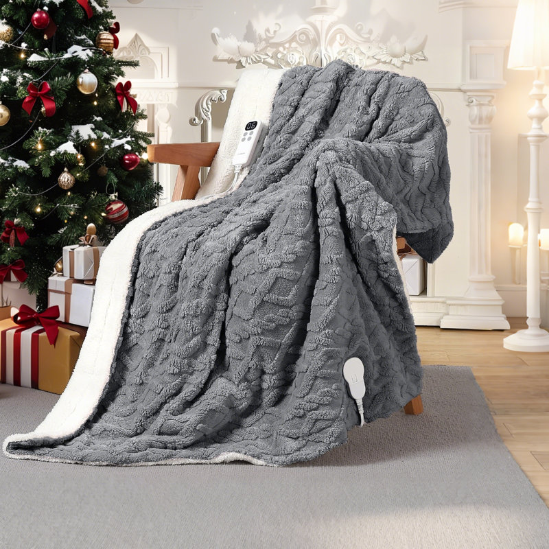 Heated Throw Blanket, Grey, 152.4cm L x 127cm W