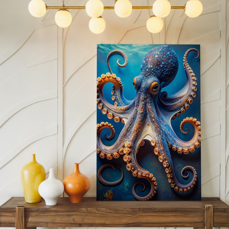 Bleu pieuvre Canvashyper réaliste sous-marine, art sur toile, prêt à accrocher, galerie, décoration intérieure, conception moderne, qualité supérieure