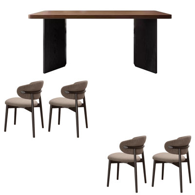 Walnut grain rectangle rock plate dining table