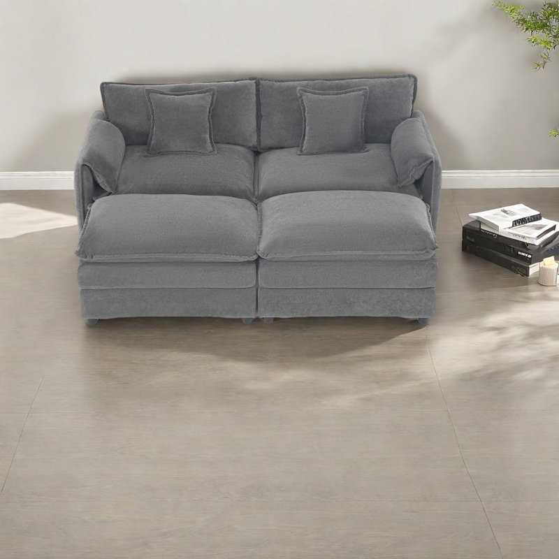 Canapés modulaires peu encombrants, chenille de qualité supérieure, design gris moderne pour les espaces de vie