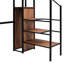 Lit mezzanine simple en métal noir avec bureau et grille. Fabrication robuste. Garde-robe latérale pour optimiser l'espace. Multiples activités polyvalentes. Convient à la décoration d'une pièce. Matelas non inclus Grille de taille en noir.