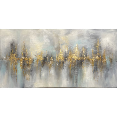 Gilded Fog Horizon Wrapped Canvas Wall Art