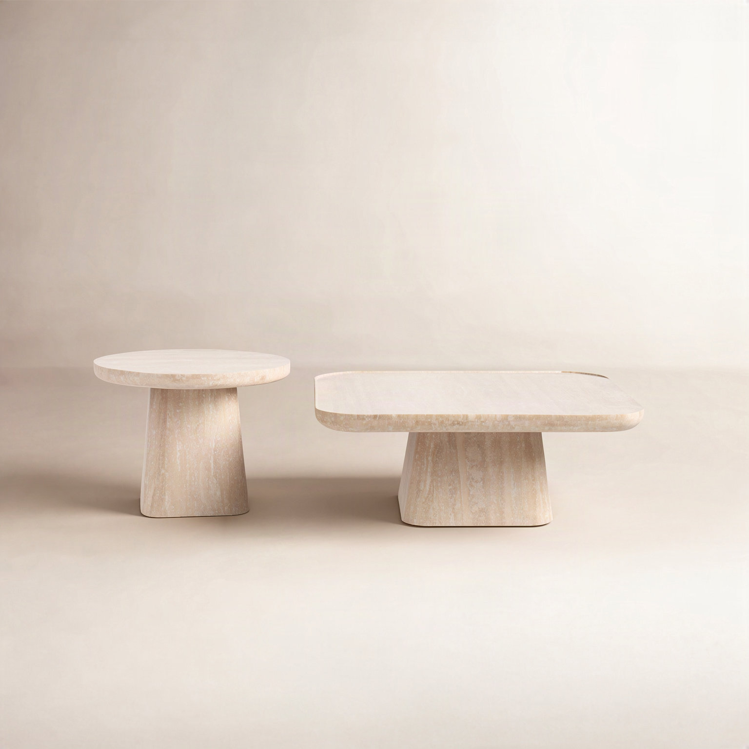 Julip Stone Nesting Coffee Table, Warm Grey Marble