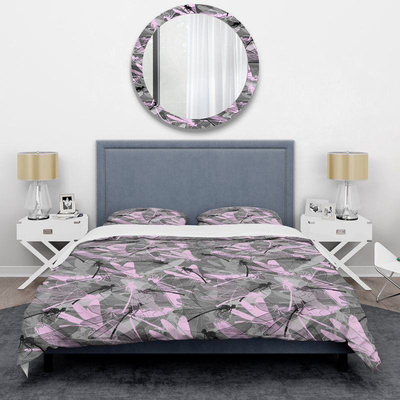 Libellule rose - ensemble de housse de couette animaux - microfibre de polyester