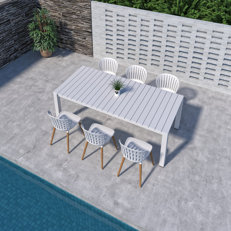 Amazonia Pether Outdoor Patio Aluminum And Resin Dining Set, 6