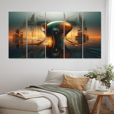 «AI Robot Dreams Of Singularity I», reproduction d'art sur toile - 5 panneaux égaux