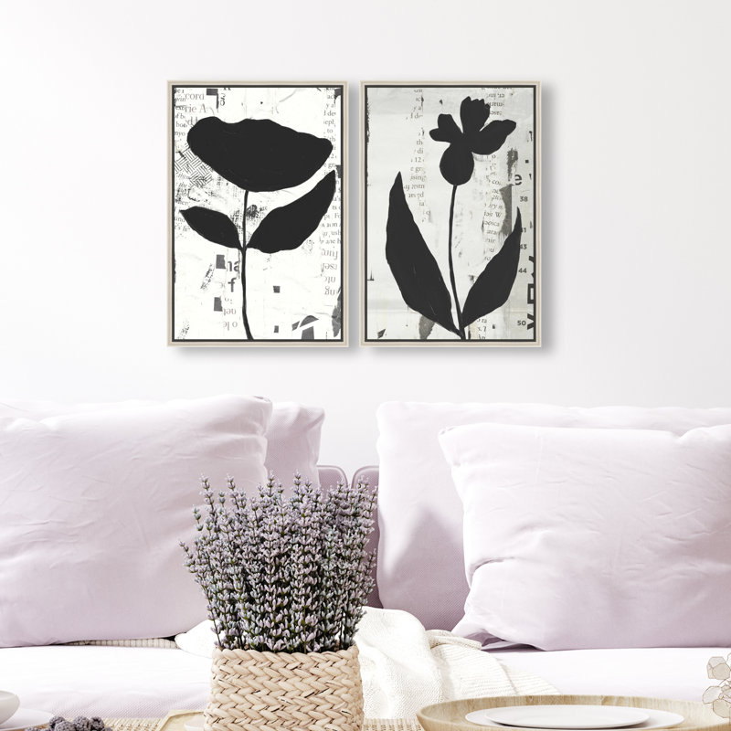Single Flowers Set Set by Oliver Gal, 92"H x 62"W, Silver Floater Frame