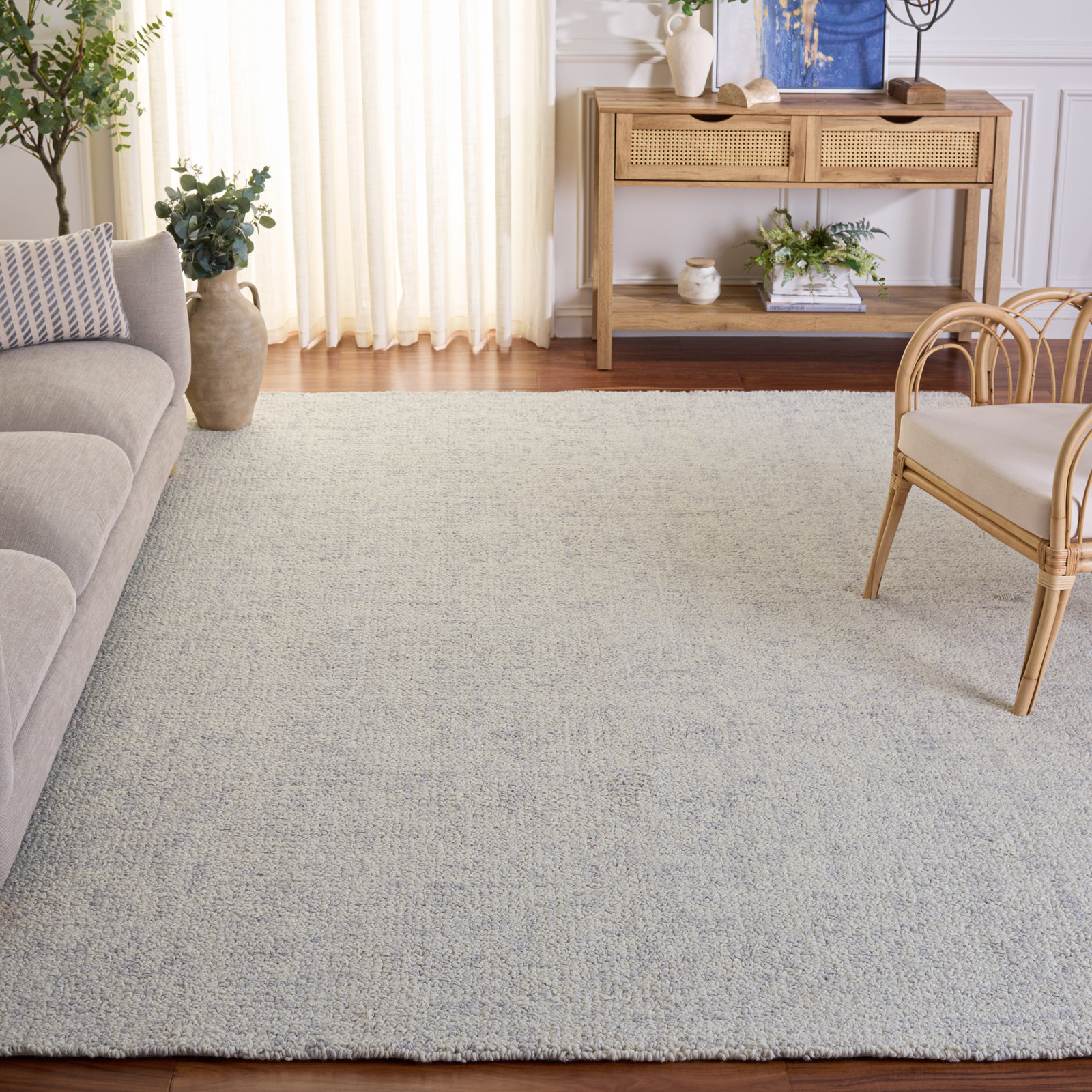 Flavi Light Gray Ivory Hand-Woven Rug, Rectangle 8' x 10'