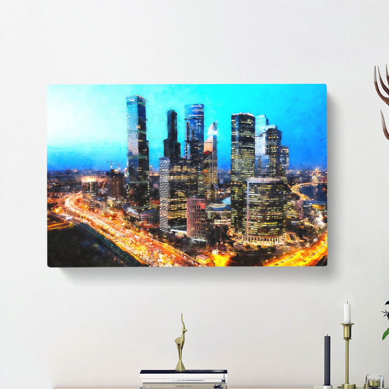 Moscow Russia Skyline - Wrapped Canvas Painting Print, 50cm H x 76cm W x 3cm D