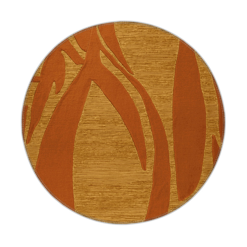 Tapis brun abstrait intérieur et extérieur, Rond 5 pi
