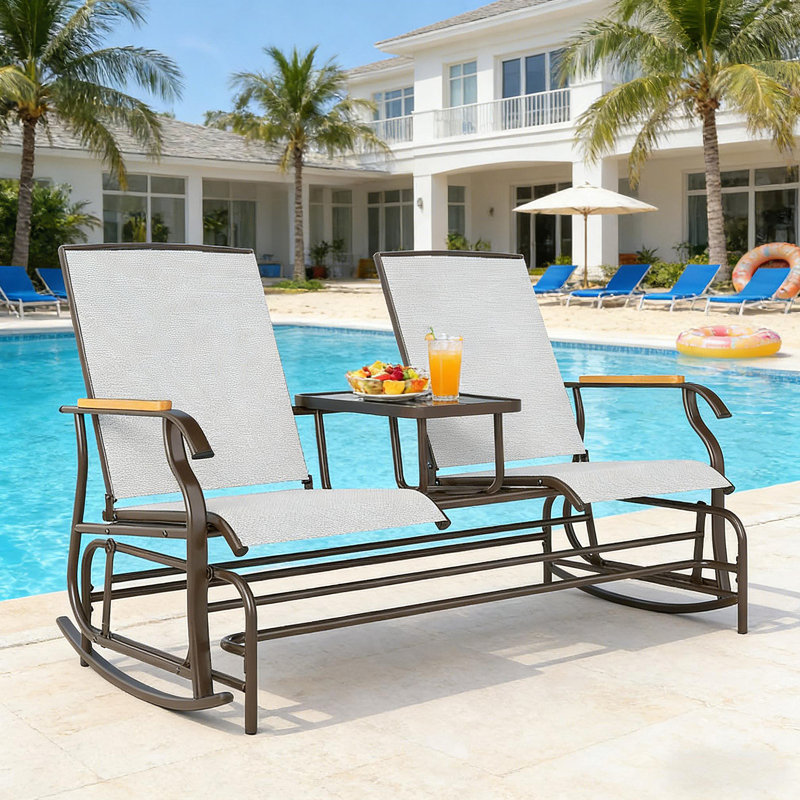 Banc oscillant de style nordique, banc d'extérieur pour 2 personnes