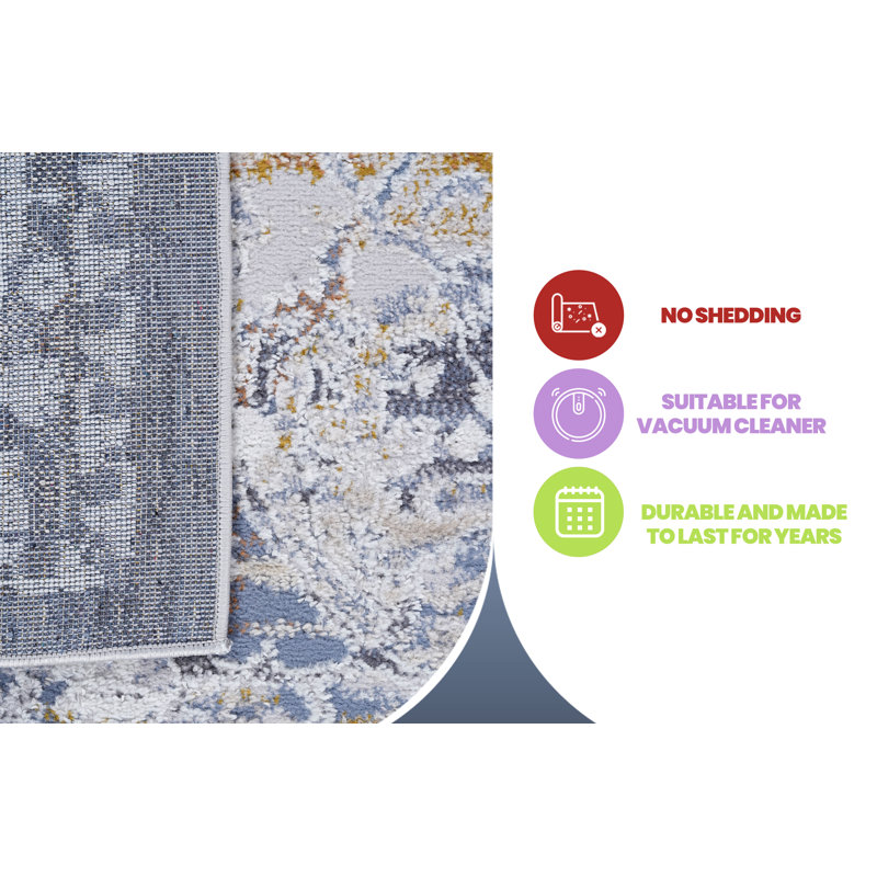 Ivory and Grey Abstract Cotton Synthetic Area Rug 2' x 3'