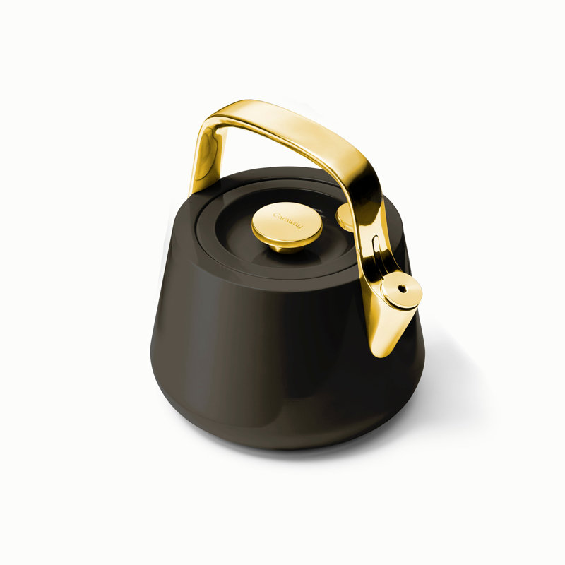 Caraway Stovetop Iconics Whistling Tea Kettle, Black/Gold, Black/Gold