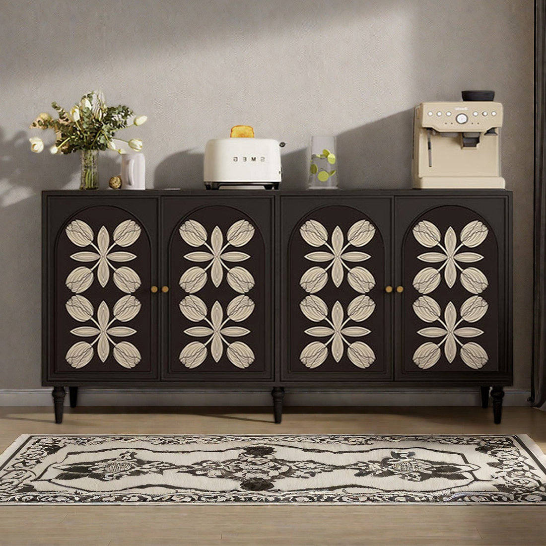 Charlton Home® Modern four-door wooden sideboard | Wayfair