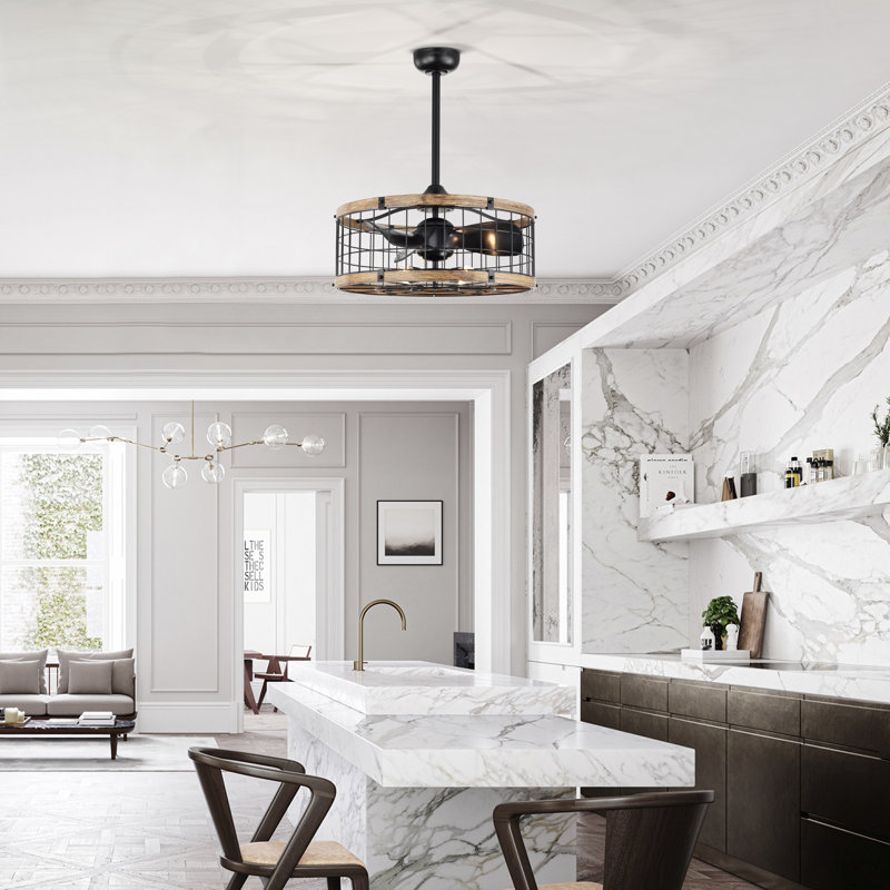 Ventilateur de plafond lustre 22 pales 22 po avec télécommande et ensemble d'éclairage inclus Aurora-Leigh