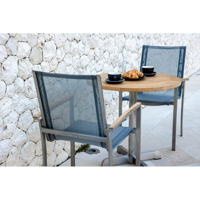 Avanti Teak Stainless Steel Outdoor Round Pedestal Table, 30" W