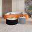 Table basse moderne en cuir fritté clair en forme de cylindre en cuir pour le salon (chaque table a un motif doré unique)-130384371-130384374