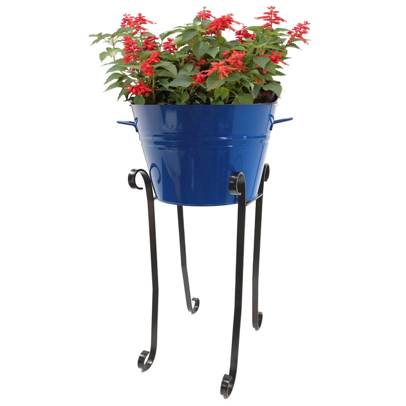 Pot à fleurs surélevé en acier émaillé Bendt, Bleu