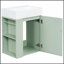 Meuble-lavabo moderne de 20 pouces avec lavabo en céramique, porte à motif de losanges, poignée dorée et tablettes de rangement latérales pour petits espaces-991574654