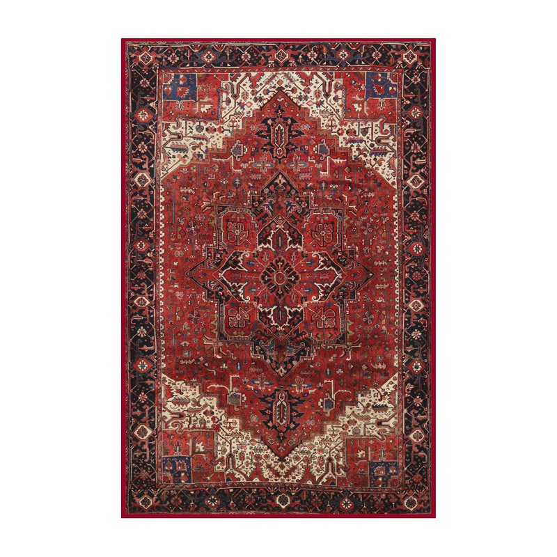 Tapis rouge/ivoire traditionnel, Rectangle 4 pi x 6 pi