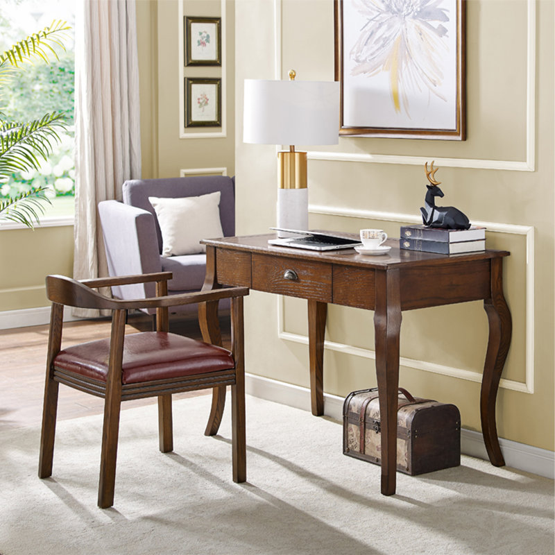 Chestnut Rectangular Solid Wood with 1 drawers desk