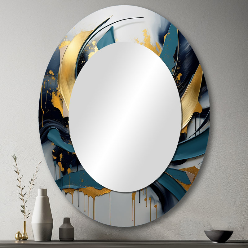 Miroir mural ovale gris doré, 43 po x 33 po