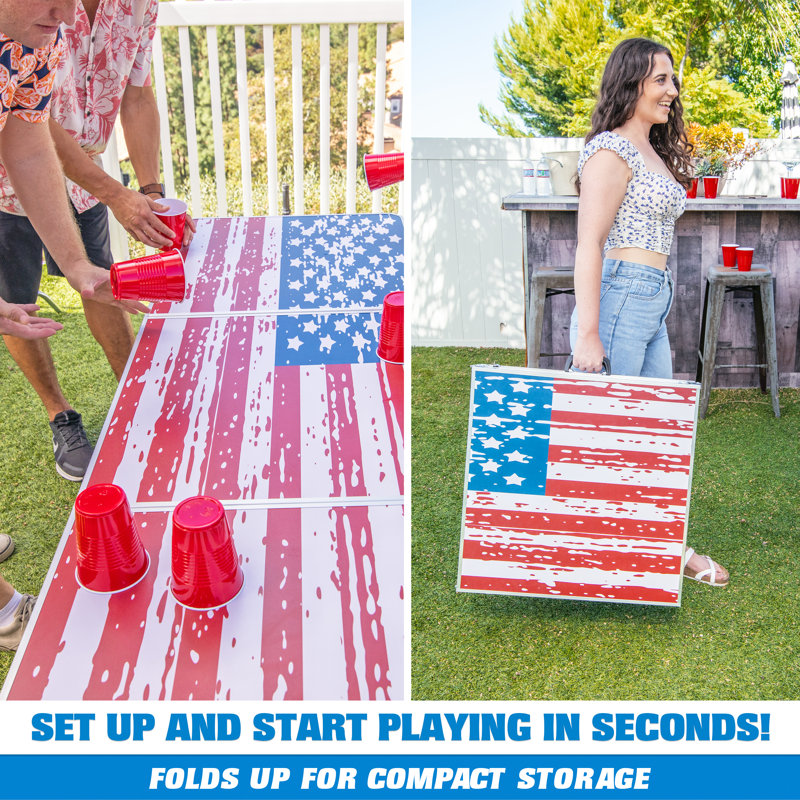 American Flag Folding Outdoor Beer Pong Table