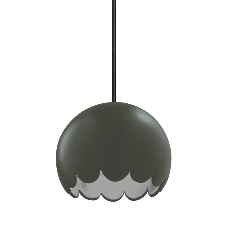 Luminaire suspendu 1 lumière DEL Glora, Noir mat, Étain, vert