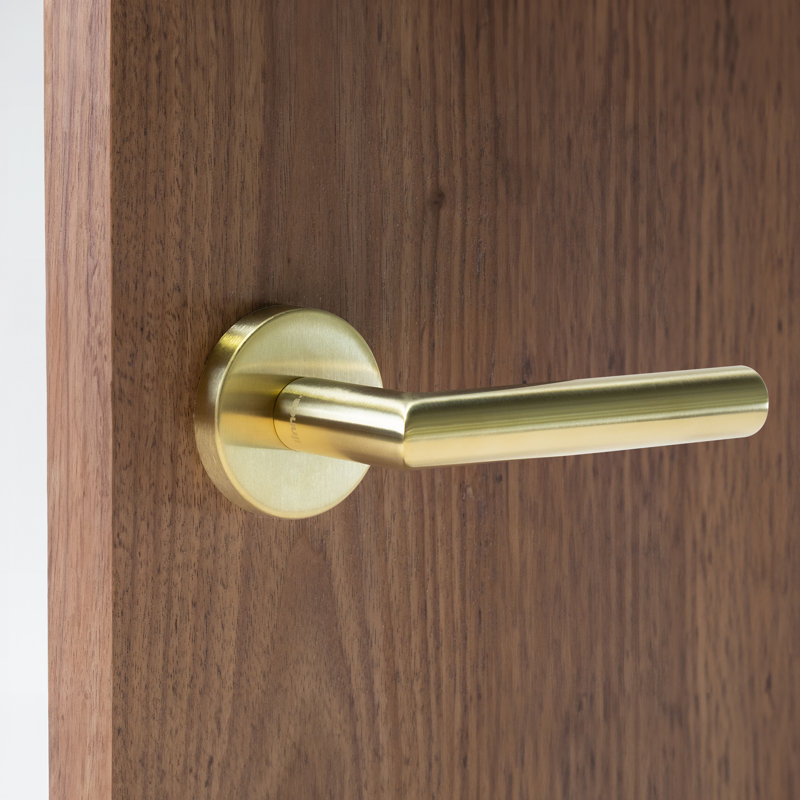 Double levier de porte double, Laiton satiné