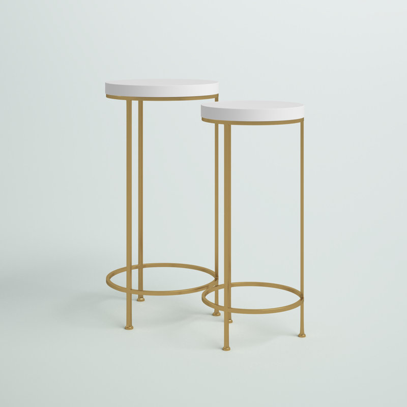 Scheidt Nesting Tables, White, Gold