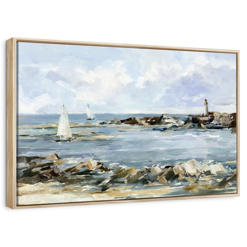 Côte rocheuse I, Cadre flottant en bois naturel, 31 po x 21 po